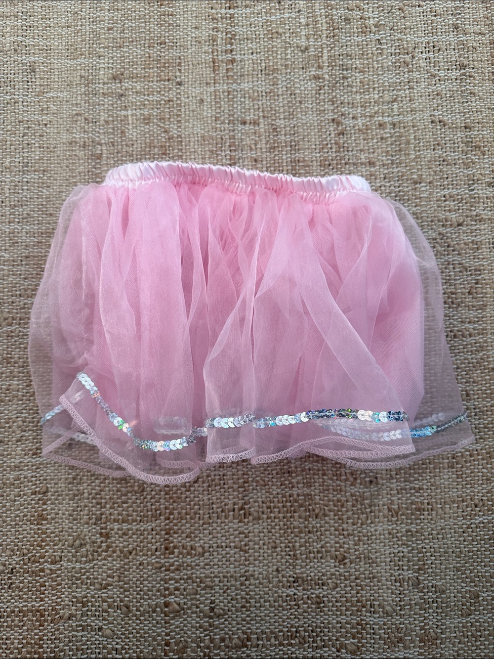 Jack Rabbit Creations Pink Tulle Kids Skirt with Silver Sequin Trim 3T